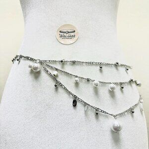 Waist Chain with Pearls - Silver
